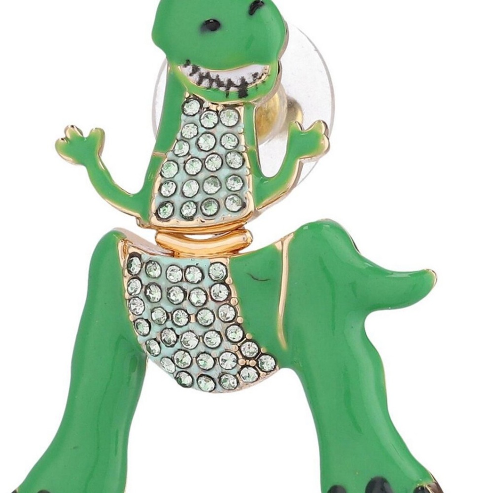 Playful Green and Gold Dinosaur Earrings